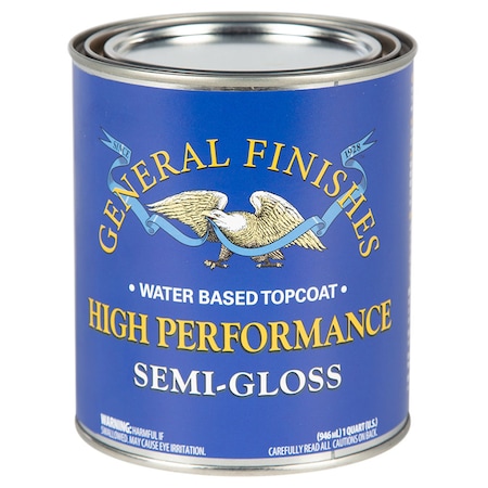 General Finishes 1 Qt Clear High Performance Water-Based Topcoat, Semi-Gloss THSG